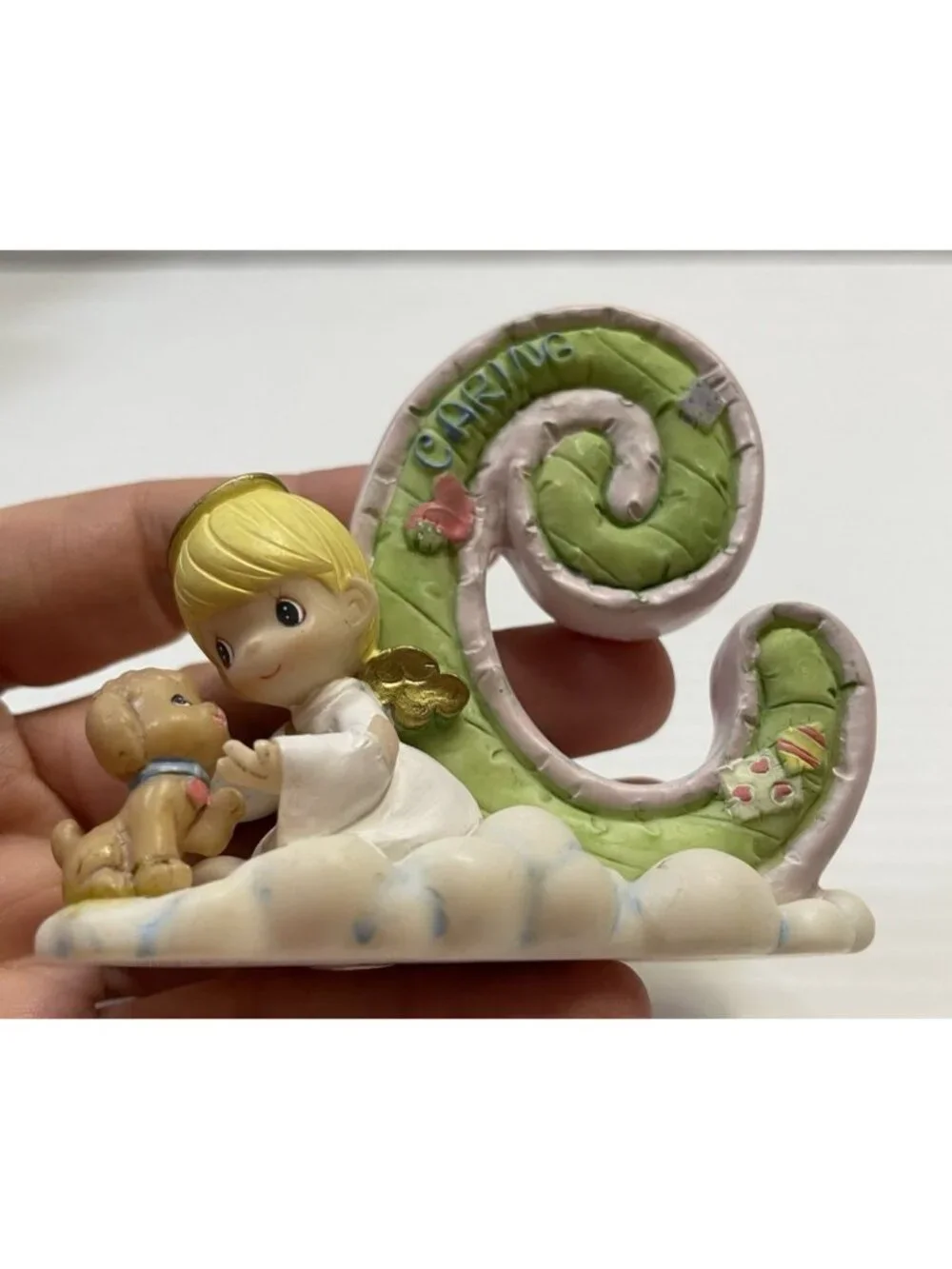 Precious Moments Letter C for Caring Angel & Puppy Figurine 2002 - NEW